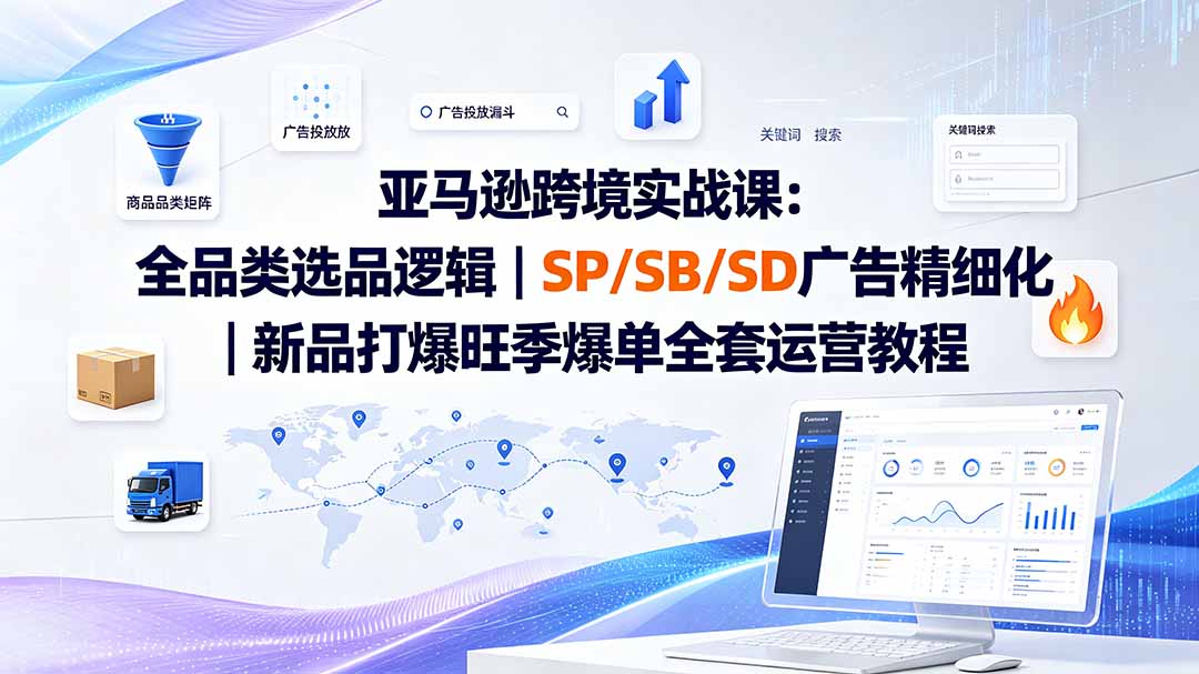 亚马逊跨境实战课-更新：全品类选品逻辑｜SP/SB/SD广告精细化｜新品打爆旺季爆单全套运营教程-niguangts