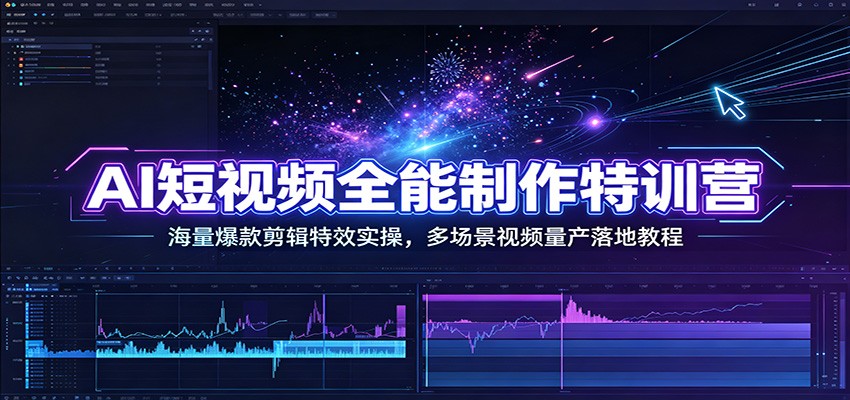 AI短视频全能制作特训营：海量爆款剪辑特效实操，多场景视频量产落地教程-niguangts