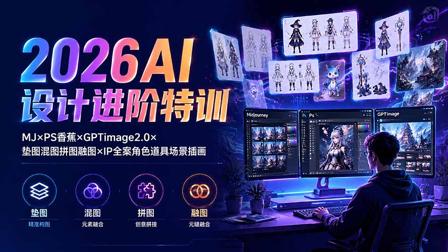 2026AI设计进阶特训：MJ×PS香蕉×GPTimage2.0×垫图混图拼图融图×IP全案角色道具场景插画-niguangts