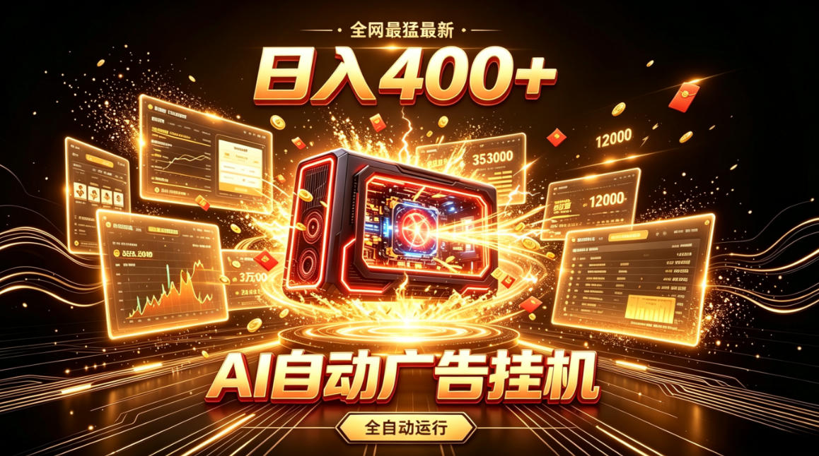 全网最猛最新的AI自动广告挂G，狠收益日入400+，真正做到躺賺式变现【揭秘】-niguangts