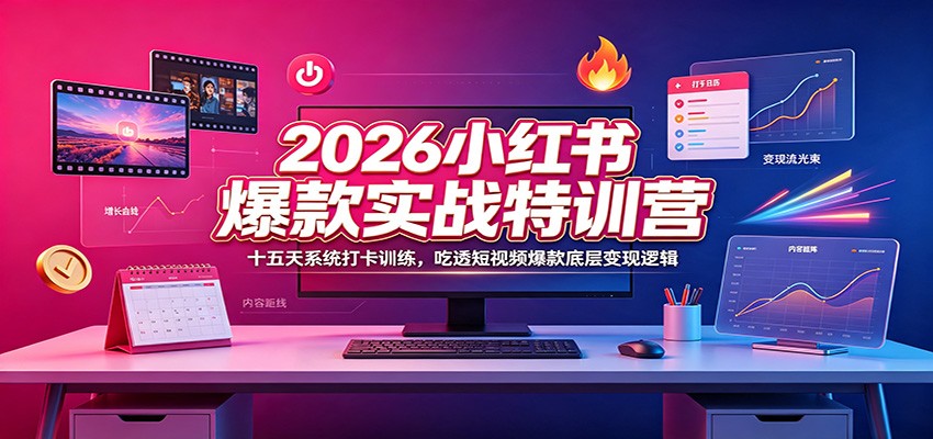 2026小红书爆款实战特训营：十五天系统打卡训练，吃透短视频爆款底层变现逻辑-niguangts