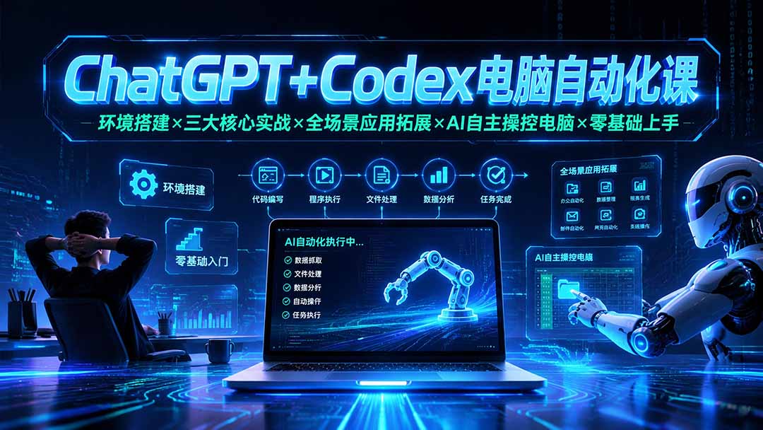 ChatGPT+Codex电脑自动化课：环境搭建×三大核心实战×全场景应用拓展×AI自主操控电脑×零基础上手-niguangts