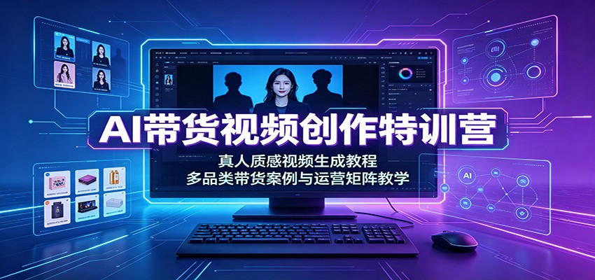 AI带货视频创作特训营：真人质感视频生成教程，多品类带货案例与运营矩阵教学-niguangts
