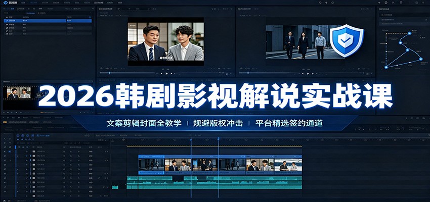 2026韩剧影视解说实战课：文案剪辑封面全教学，规避版权冲击平台精选签约通道-niguangts