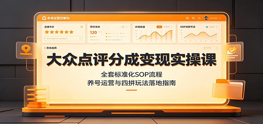 大众点评分成变现实操课：全套标准化SOP流程，养号运营与四拼玩法落地指南-niguangts