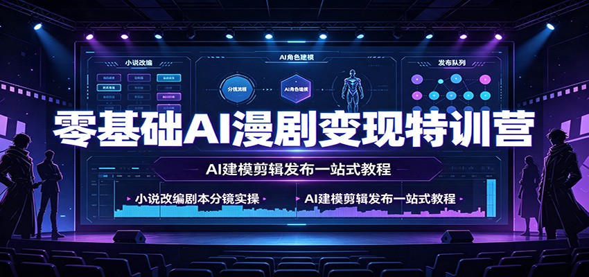 零基础AI漫剧变现特训营：小说改编剧本分镜实操，AI建模剪辑发布一站式教程-niguangts