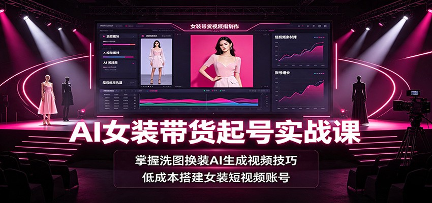 AI女装带货起号实战课：掌握洗图换装AI生成视频技巧，低成本搭建女装短视频账号-niguangts
