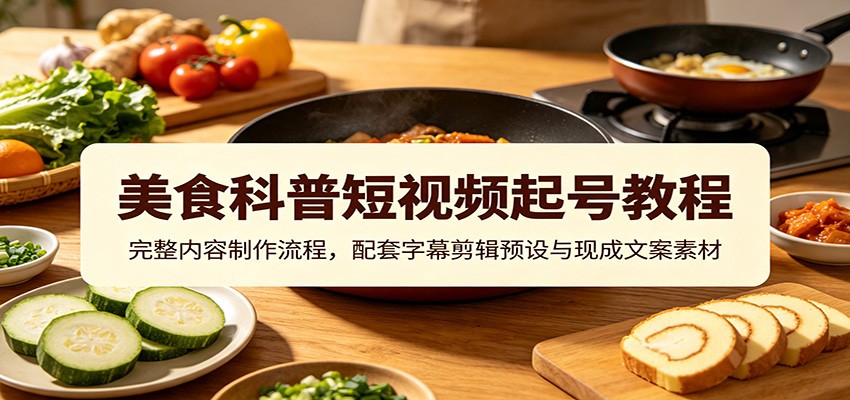美食科普短视频起号教程：完整内容制作流程，配套字幕剪辑预设与现成文案素材-niguangts