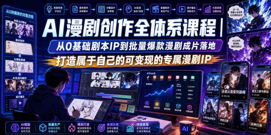 AI漫剧创作全体系课程｜从0基础剧本IP到批量爆款漫剧成片落地，打造属于自己的可变现的专属漫剧IP-niguangts