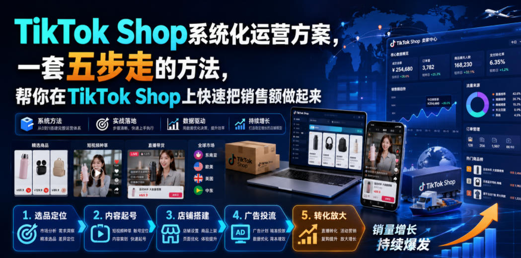 TikTok Shop系统化运营方案，一套五步走的方法，帮你在TikTok Shop上快速把销售额做起来【原创双语字幕】-niguangts