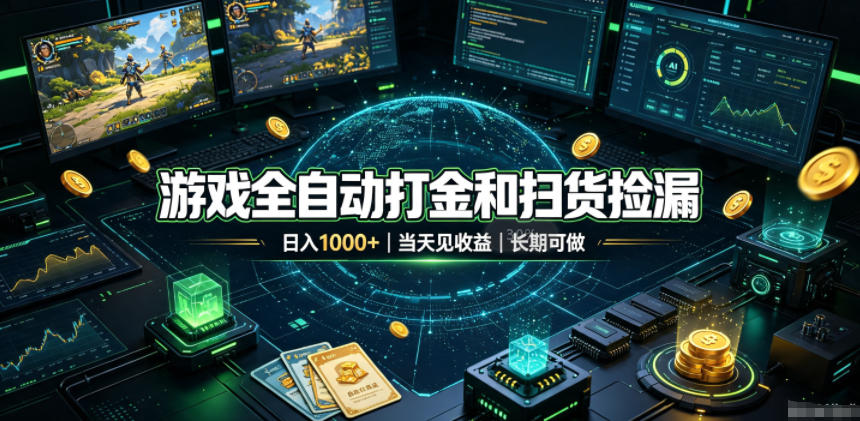 游戏全自动打金和扫货捡漏，日入1k+，当天见收益，长期可做！【揭秘】-niguangts