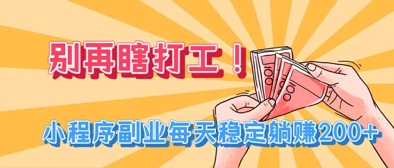 别再瞎打工！小程序副业每天稳定躺赚200+-niguangts