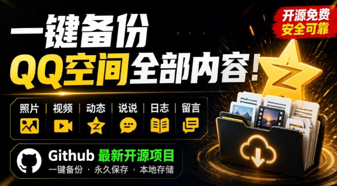 一键将你QQ空间全部内容备份下来！照片/视频/动态信息全存本地，Github最新开源项目QzoneArchive-niguangts