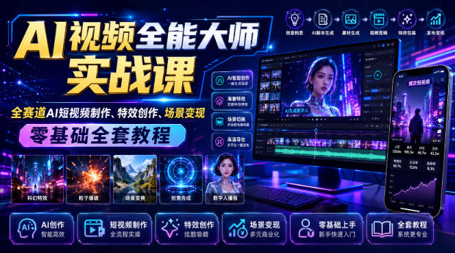 AI视频全能大师实战课｜全赛道AI短视频制作、特效创作、场景变现零基础全套教程-niguangts