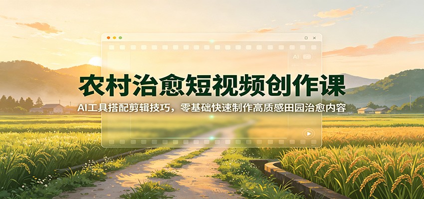 农村治愈短视频创作课：AI工具搭配剪辑技巧，零基础快速制作高质感田园治愈内容-niguangts
